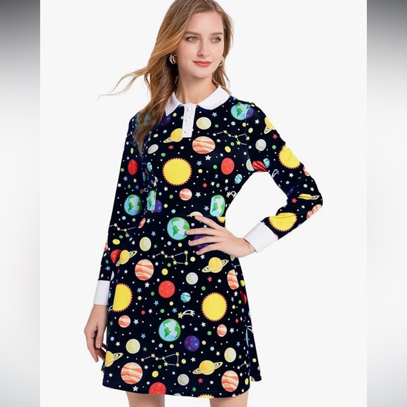 NWOT Space dress Ms. Frizzle manic school bus Halloween Dress size medium - Picture 1 of 12